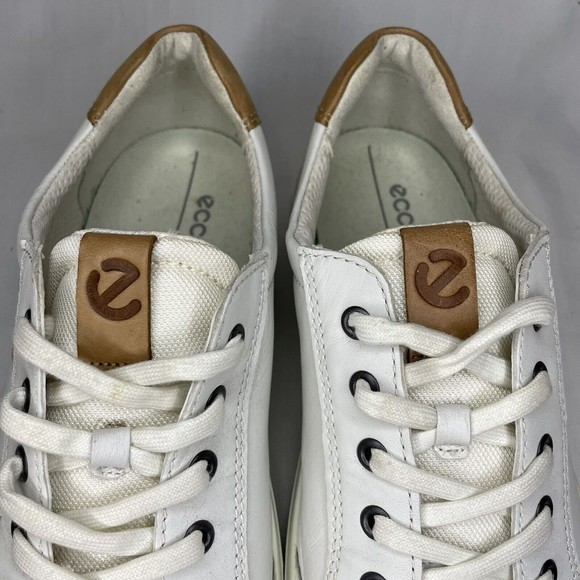 ECCO Men's Size 8 - 8.5‎ Soft Classic Long Lace Sneaker White Leather EU Size 42 - Picture 3 of 8